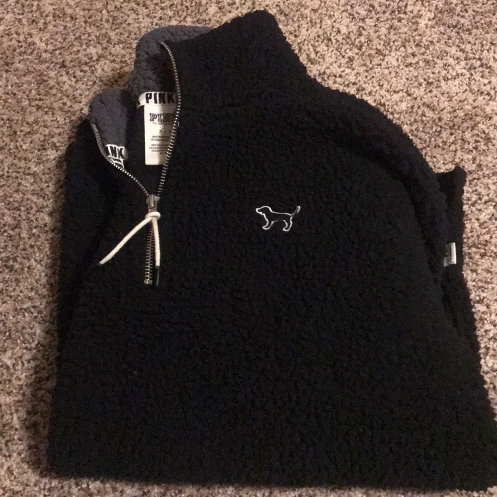 PINK VS Sherpa boyfriend 1/4 zip up jacket